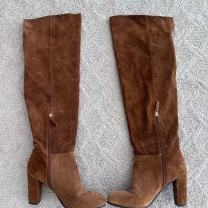 Franco Sarto Brown Suede Over-the-Knee Block Heel Boots